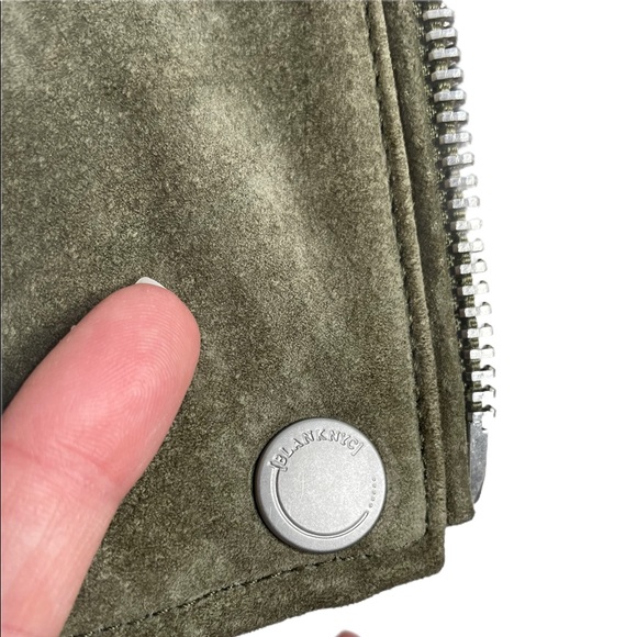 Blank NYC | 100% Suede Leather Moto Jacket in Olive Green XS - Picture 5 of 11